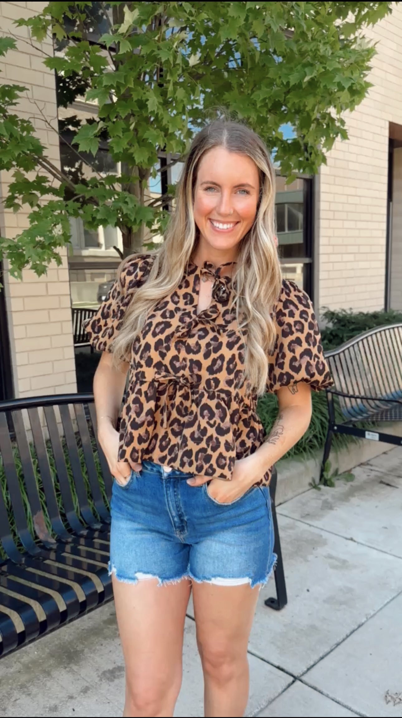 leopard peplum top