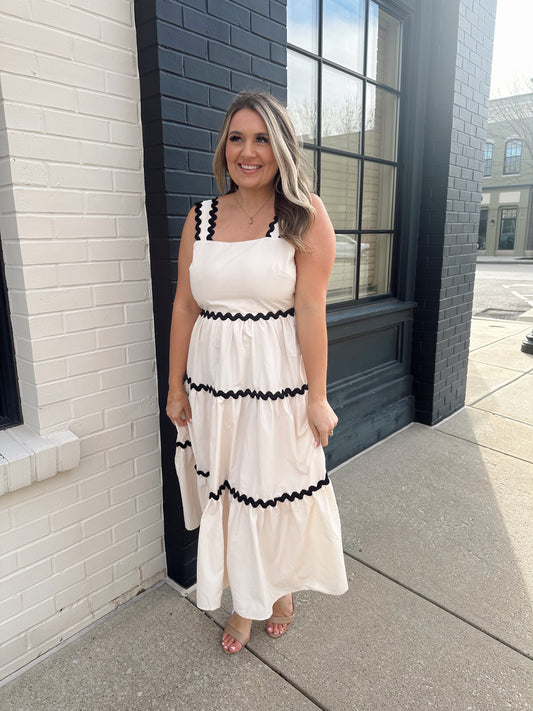 cream rick rack midi dress