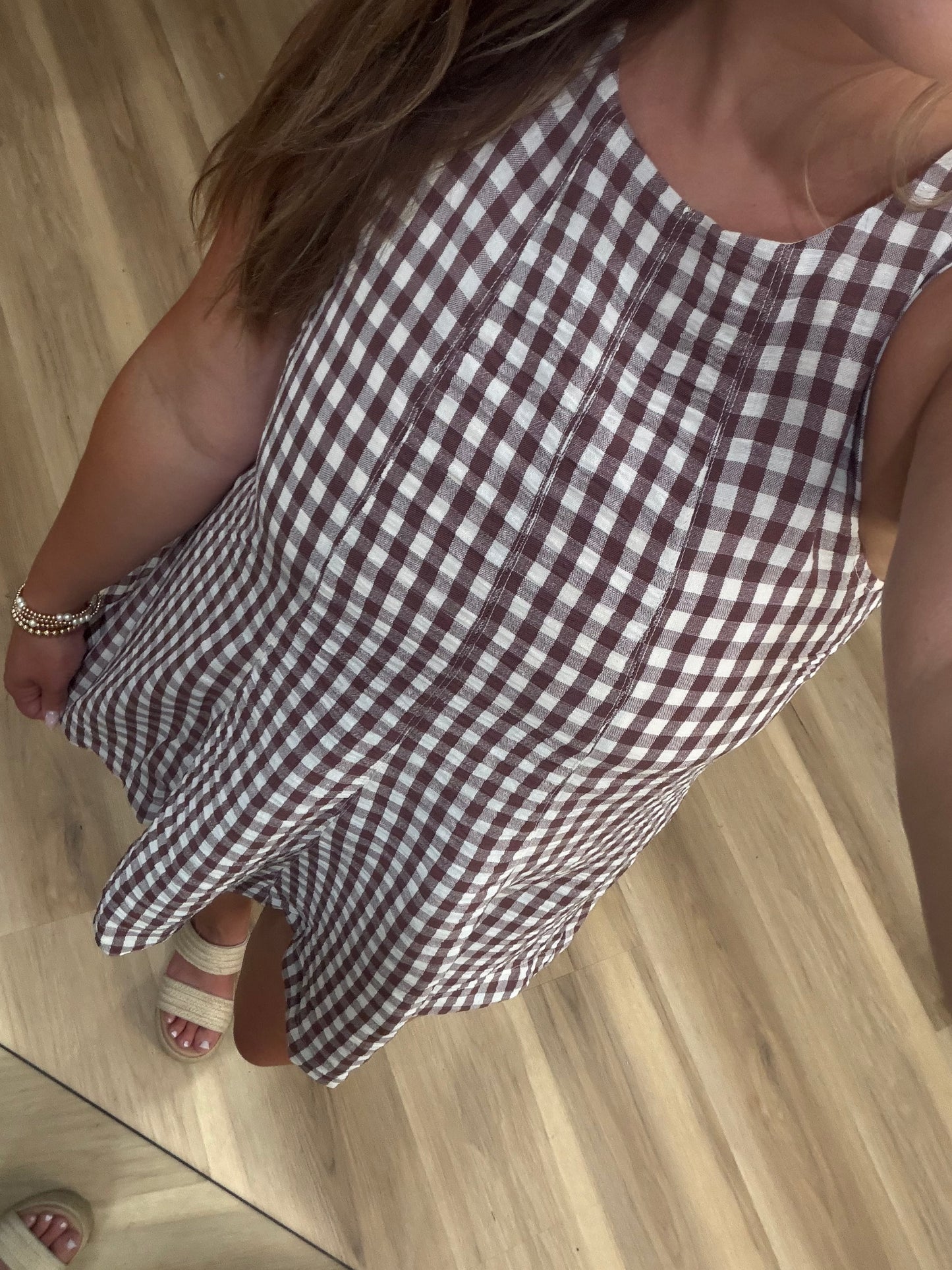 GIGI GINGHAM ROMPER (BROWN)