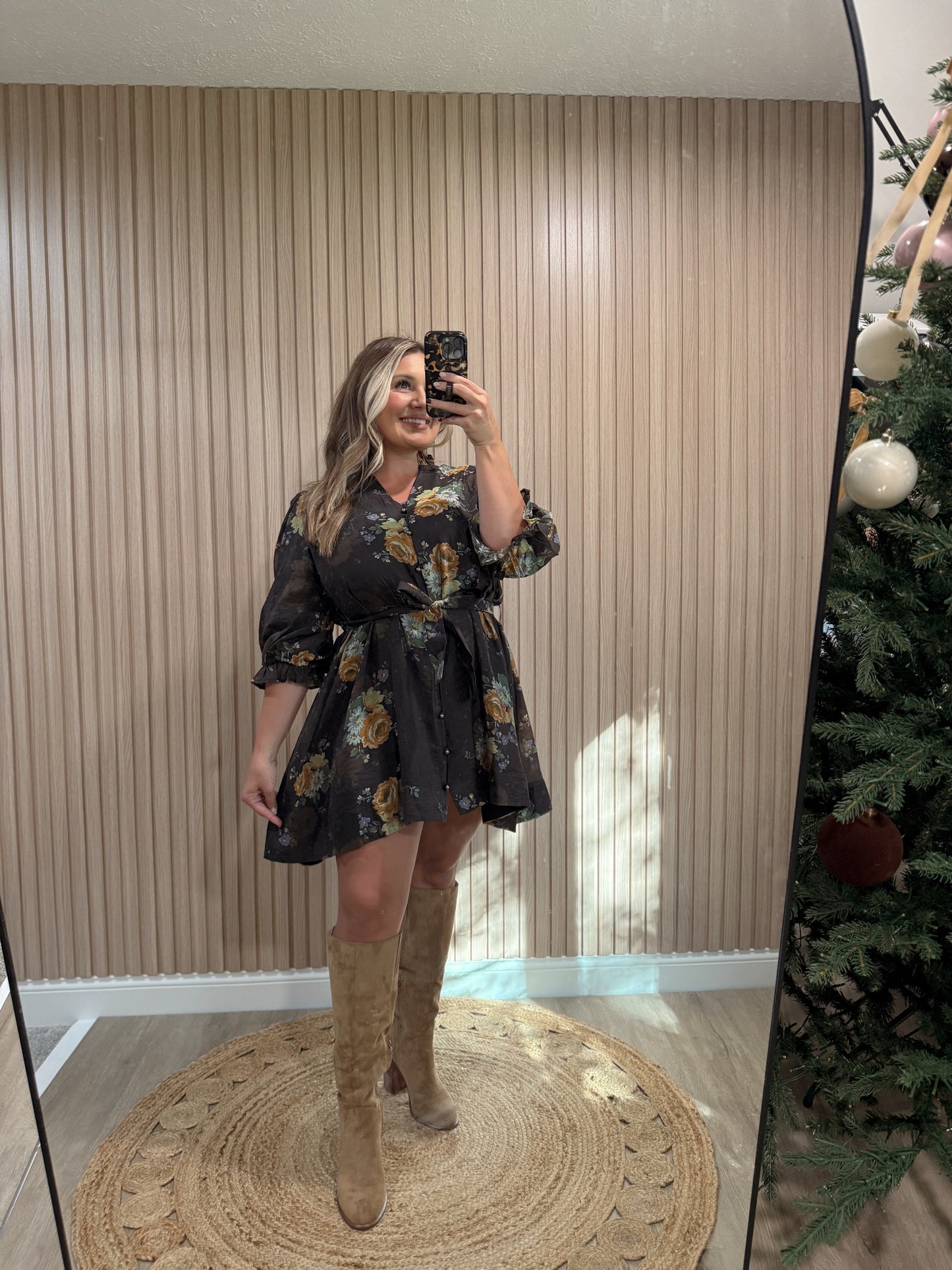 BAYLOR BROWN FLORAL MINI DRESS