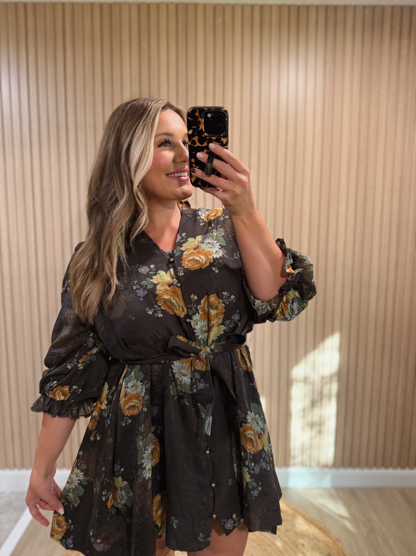 BAYLOR BROWN FLORAL MINI DRESS