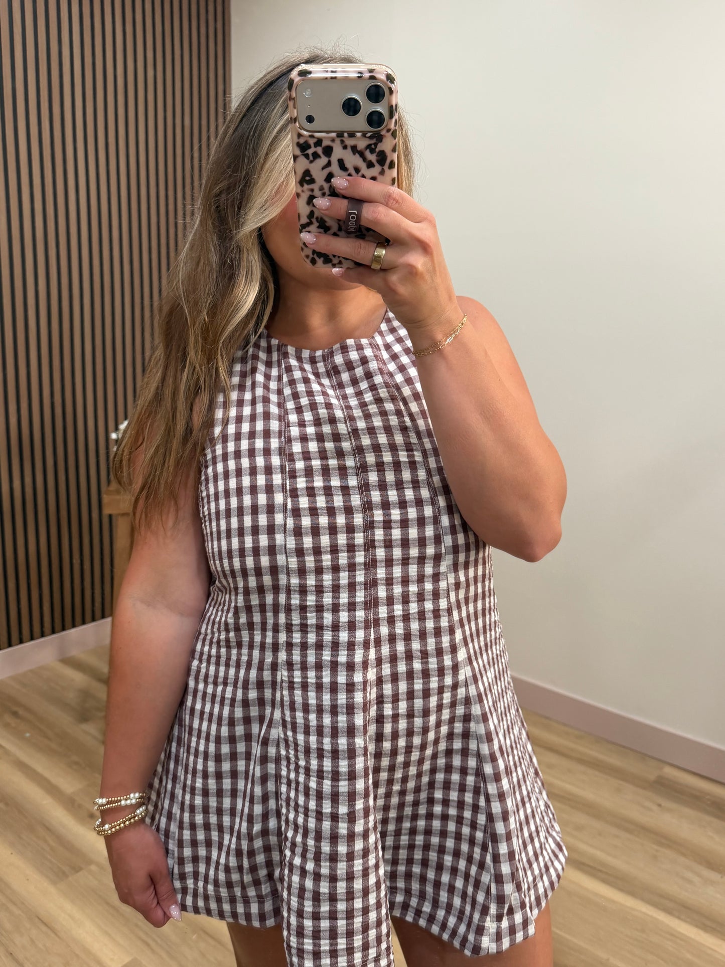 GIGI GINGHAM ROMPER (BROWN)