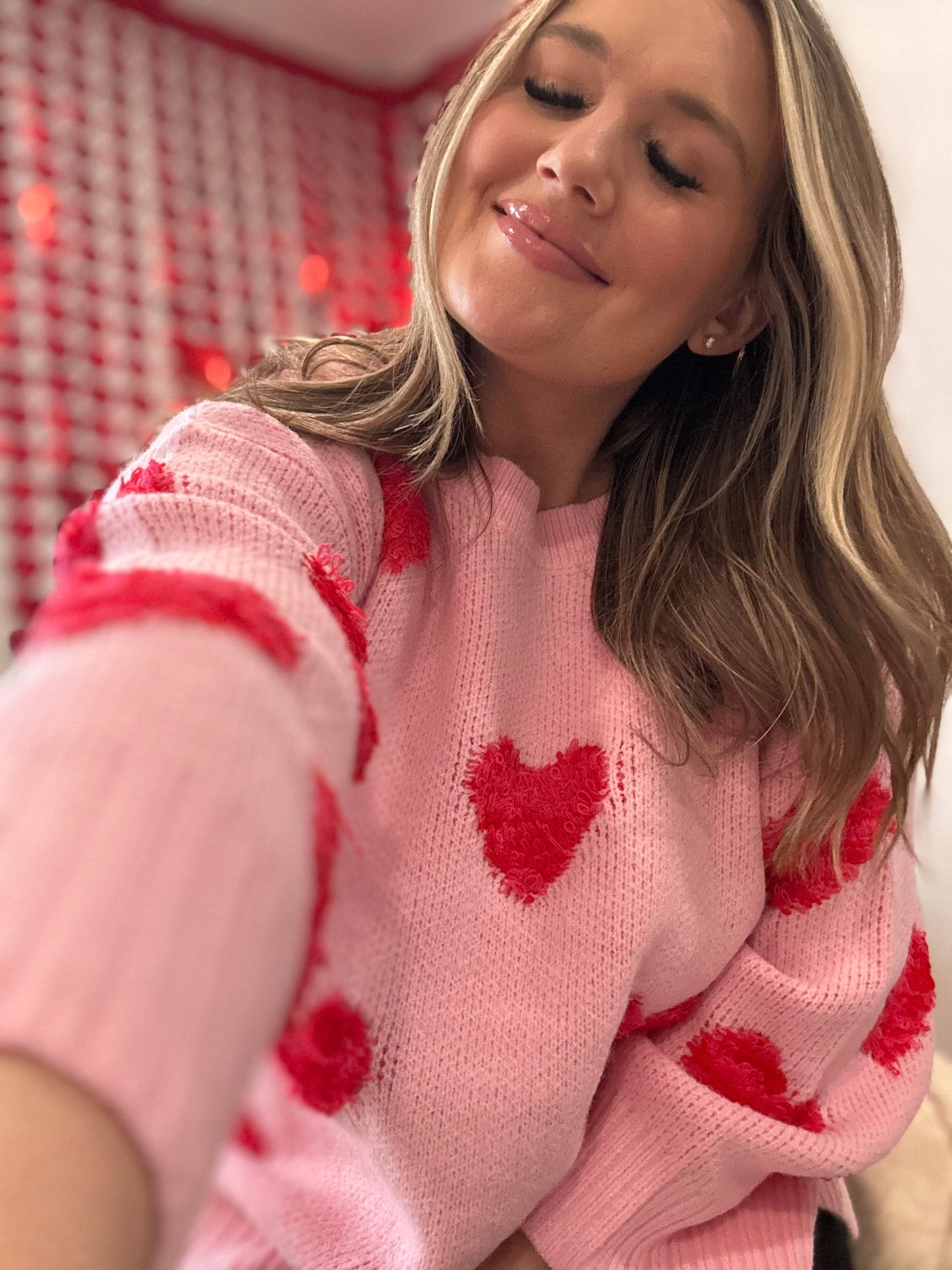 GIRLS NIGHT IN PINK KNIT SWEATER