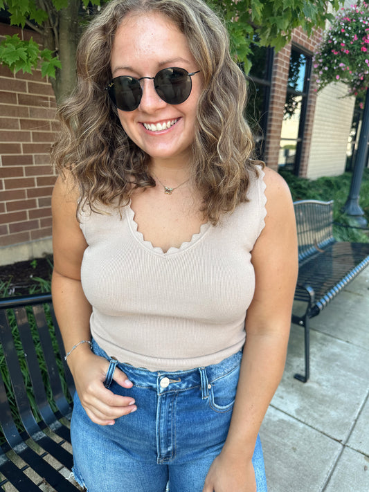 tan scalloped basic tank