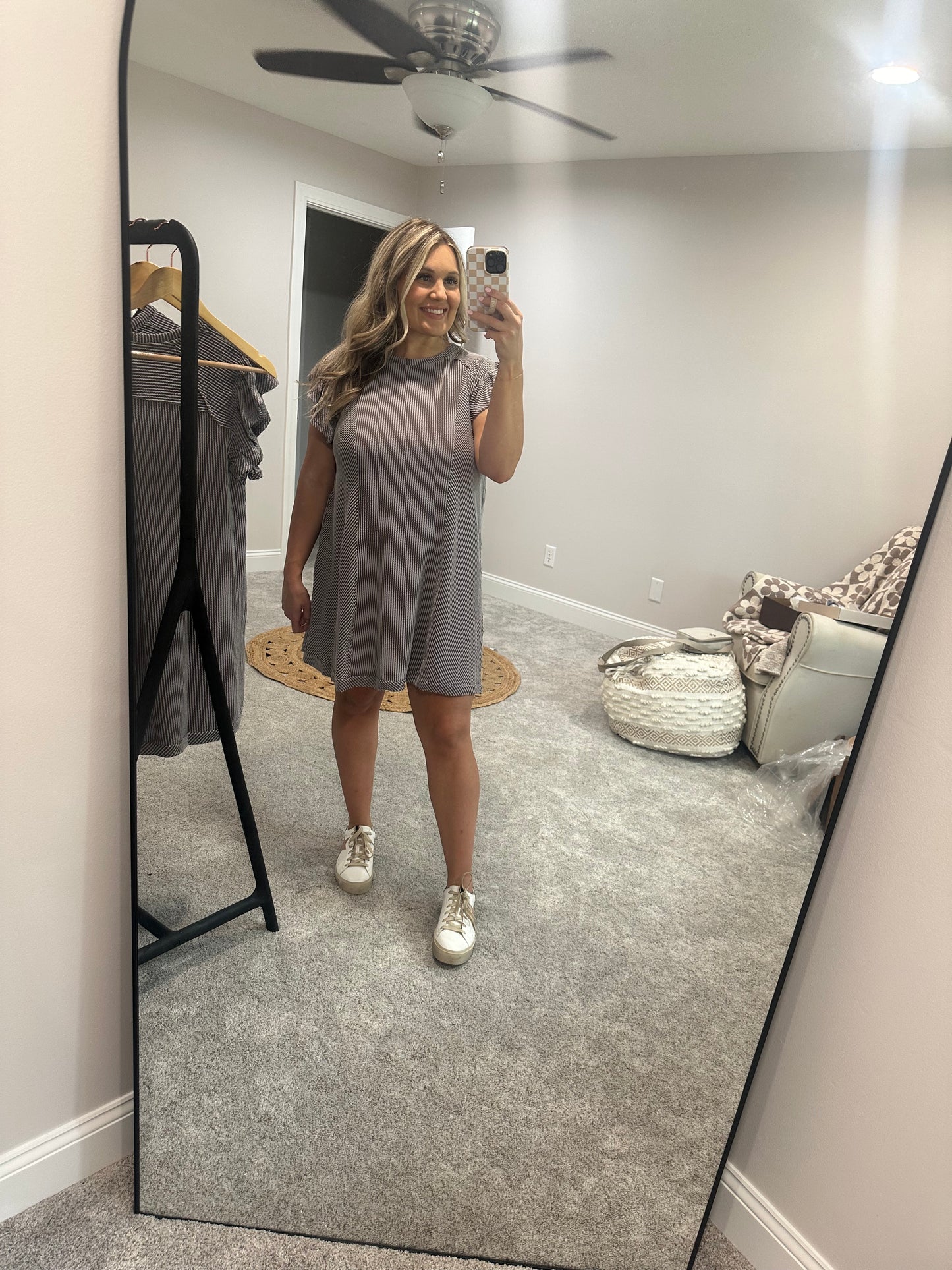 basic ribbed mini dress (grey)