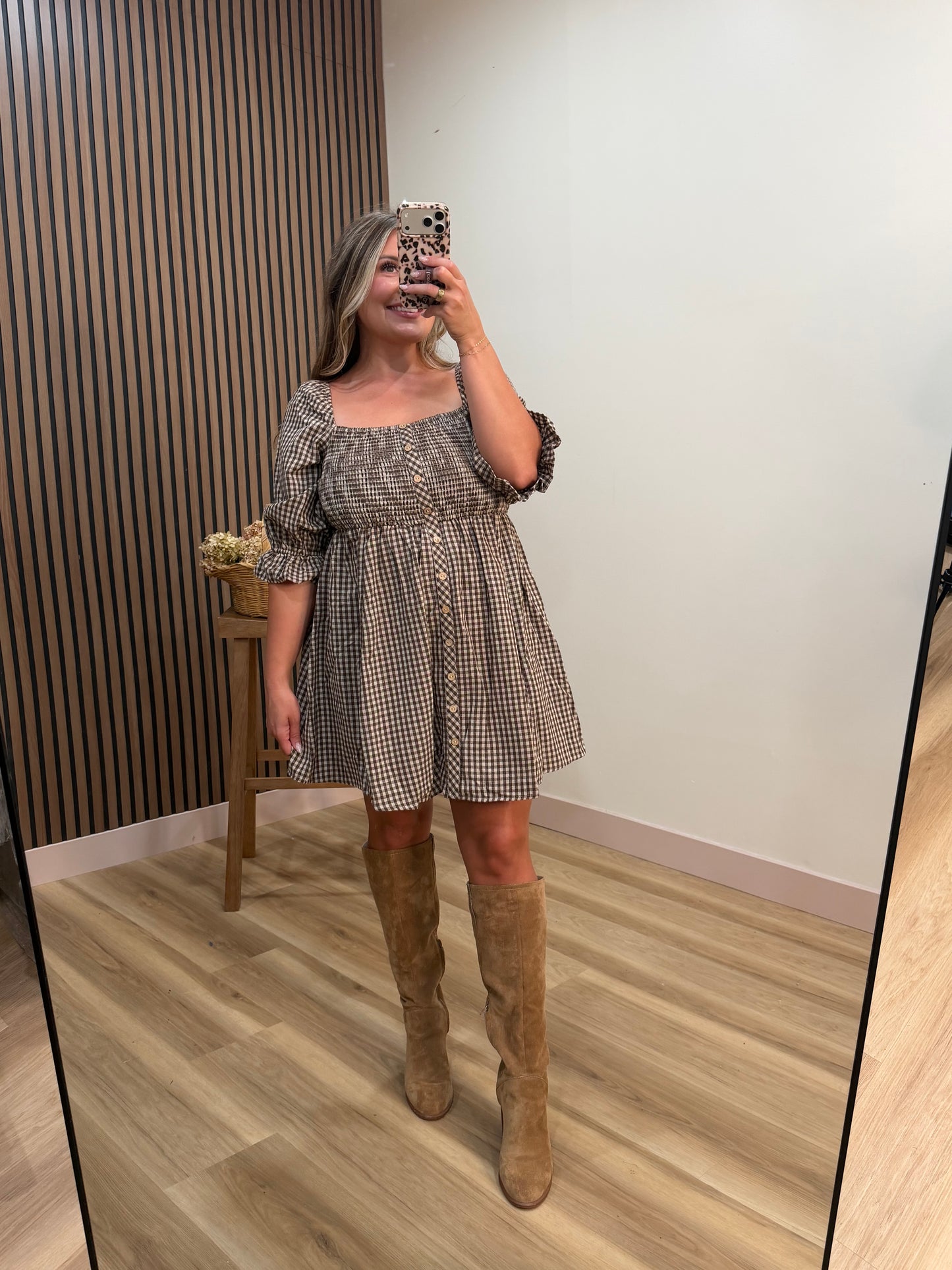 GRACIE GINGHAM MINI DRESS (size large is for preorder. ships 9/2.)