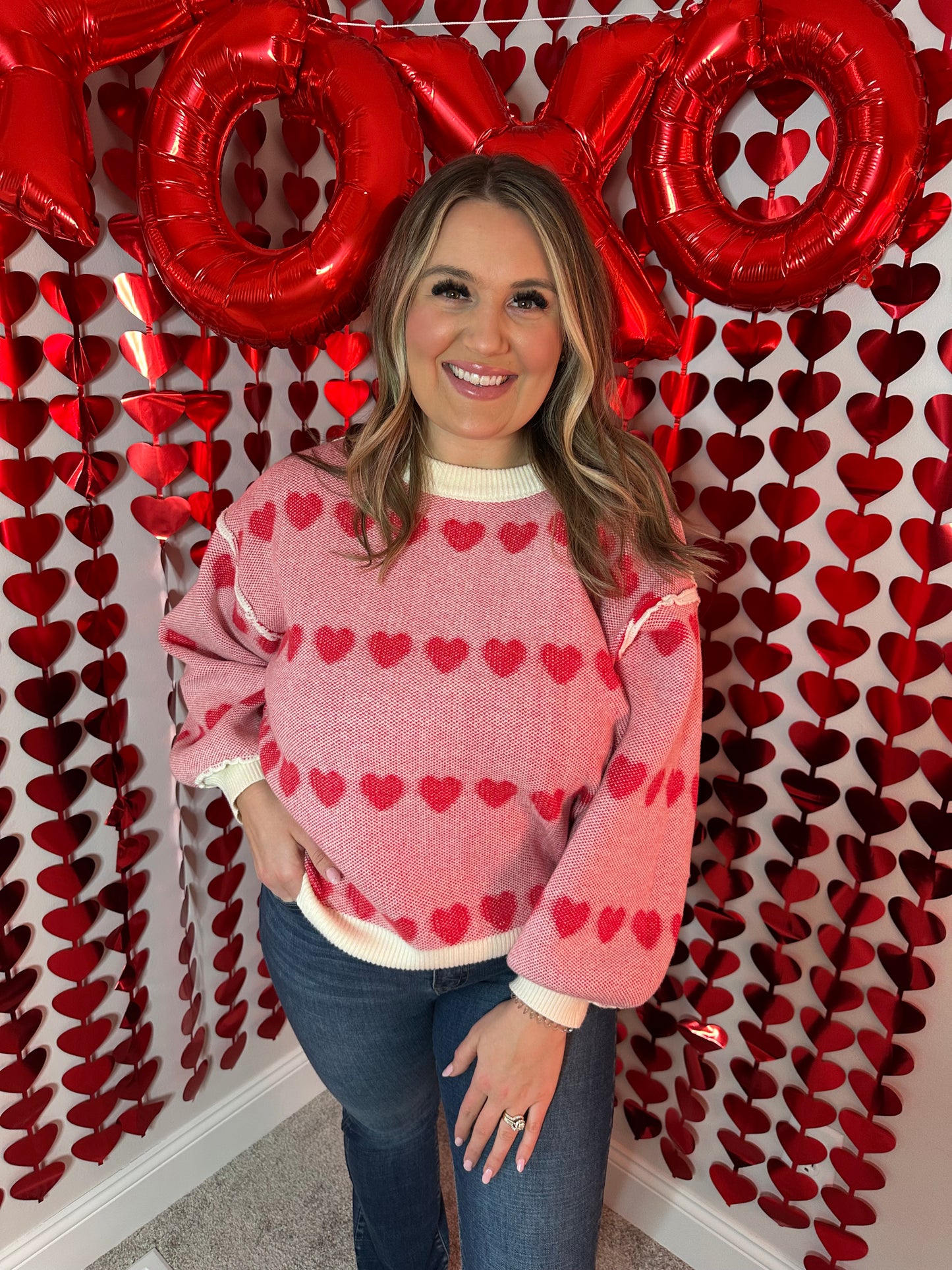 DOUBLE TAKE HEART SWEATER