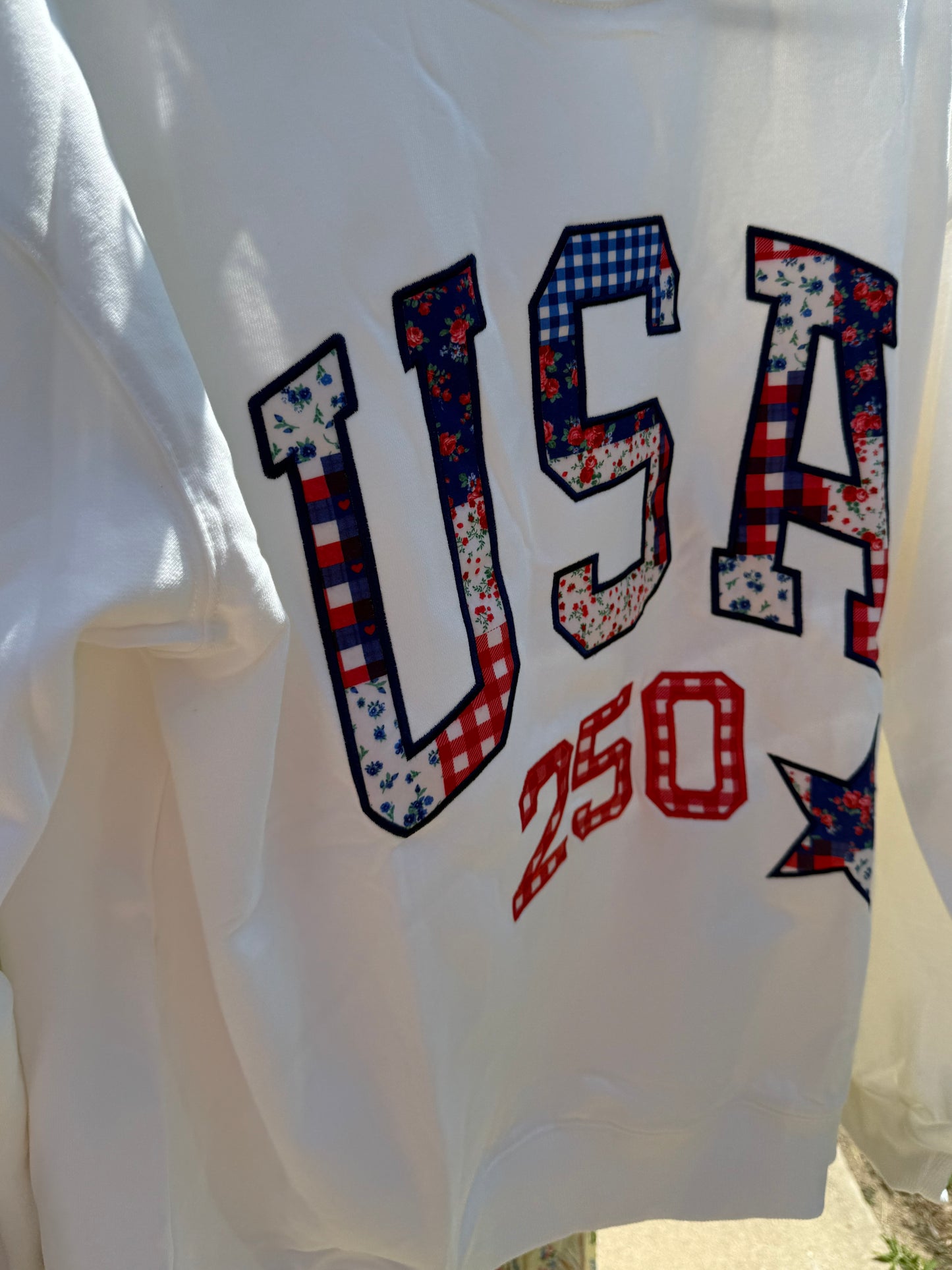USA PATCHWORK SWEATSHIRT (HEATHER GREY & OFF WHITE)