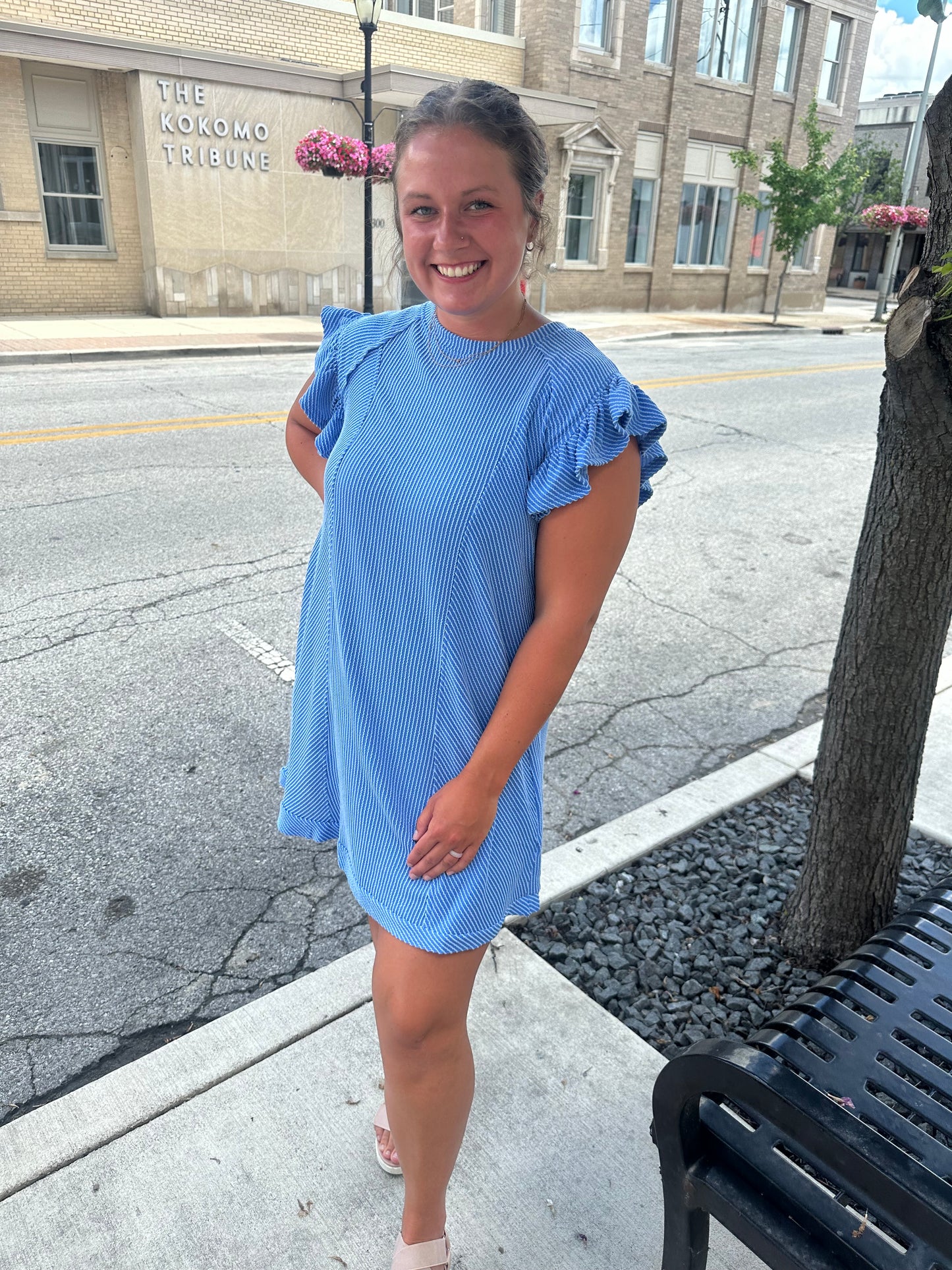 basic ribbed mini dress (blue)