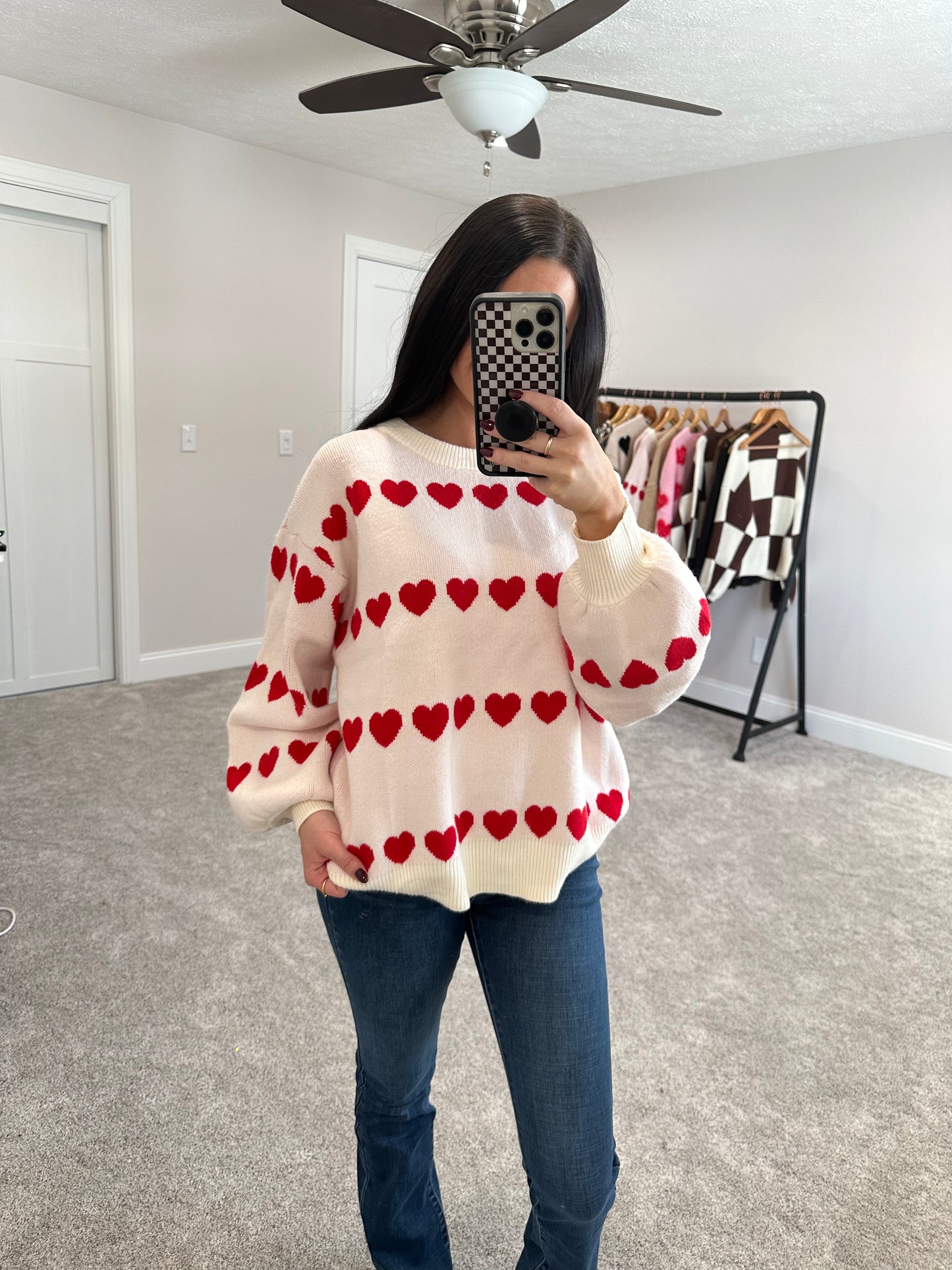 DOUBLE TAKE HEART SWEATER