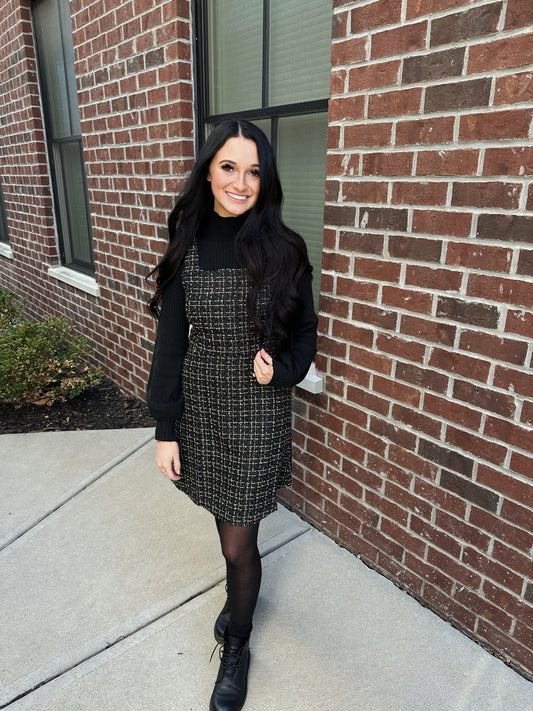 metallic tweed dress