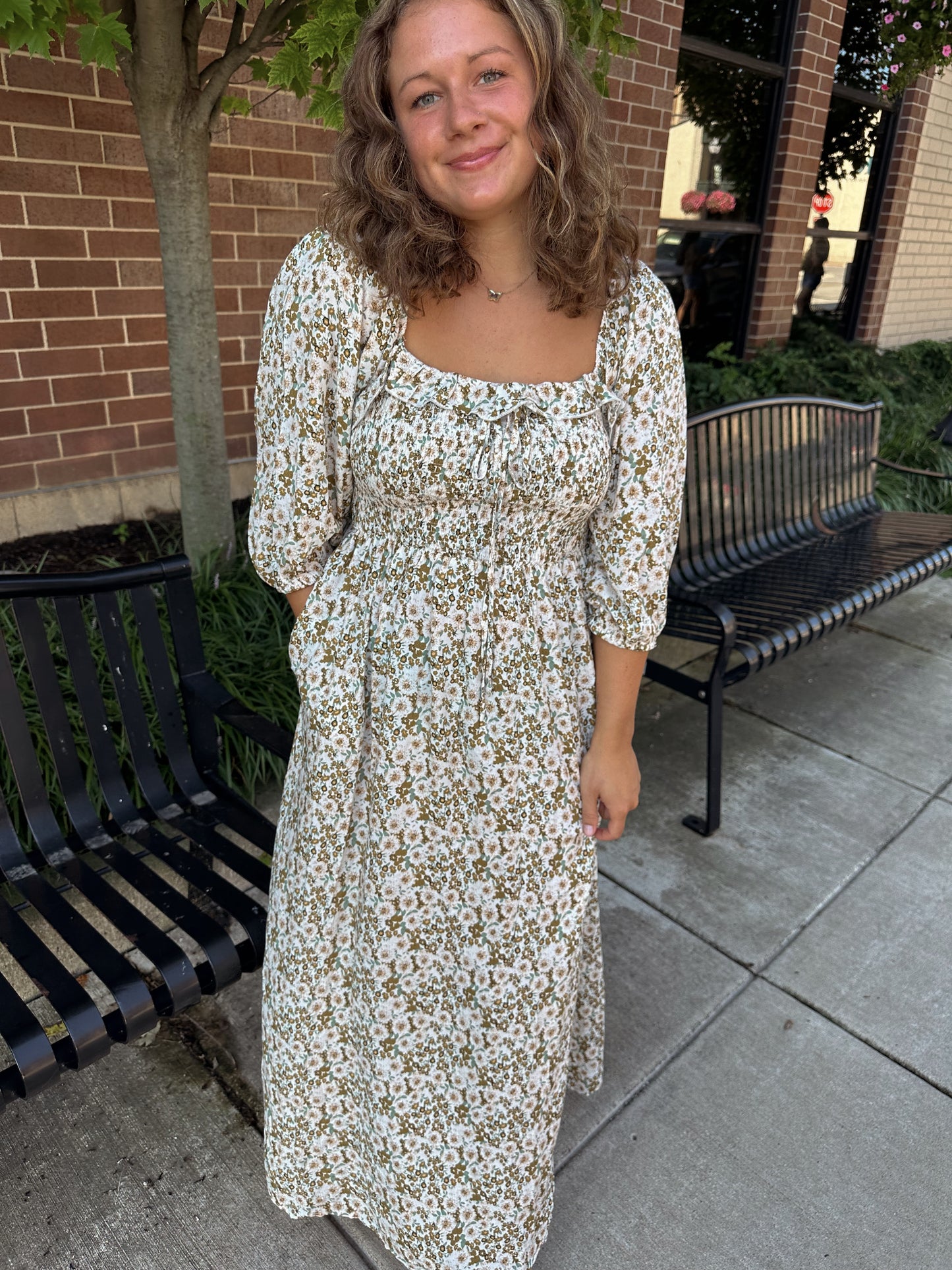 Gretchen green floral dress