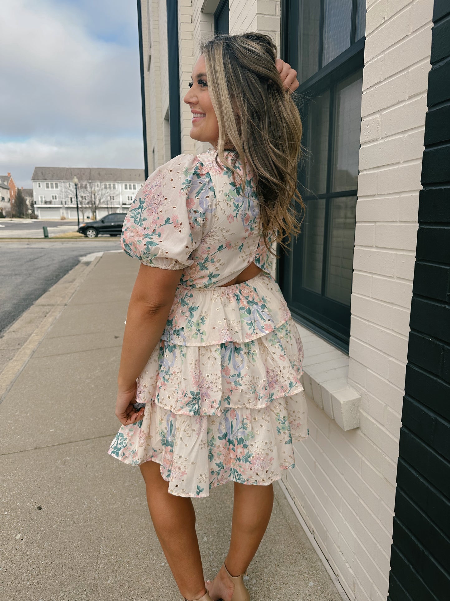 floral eyelet dress