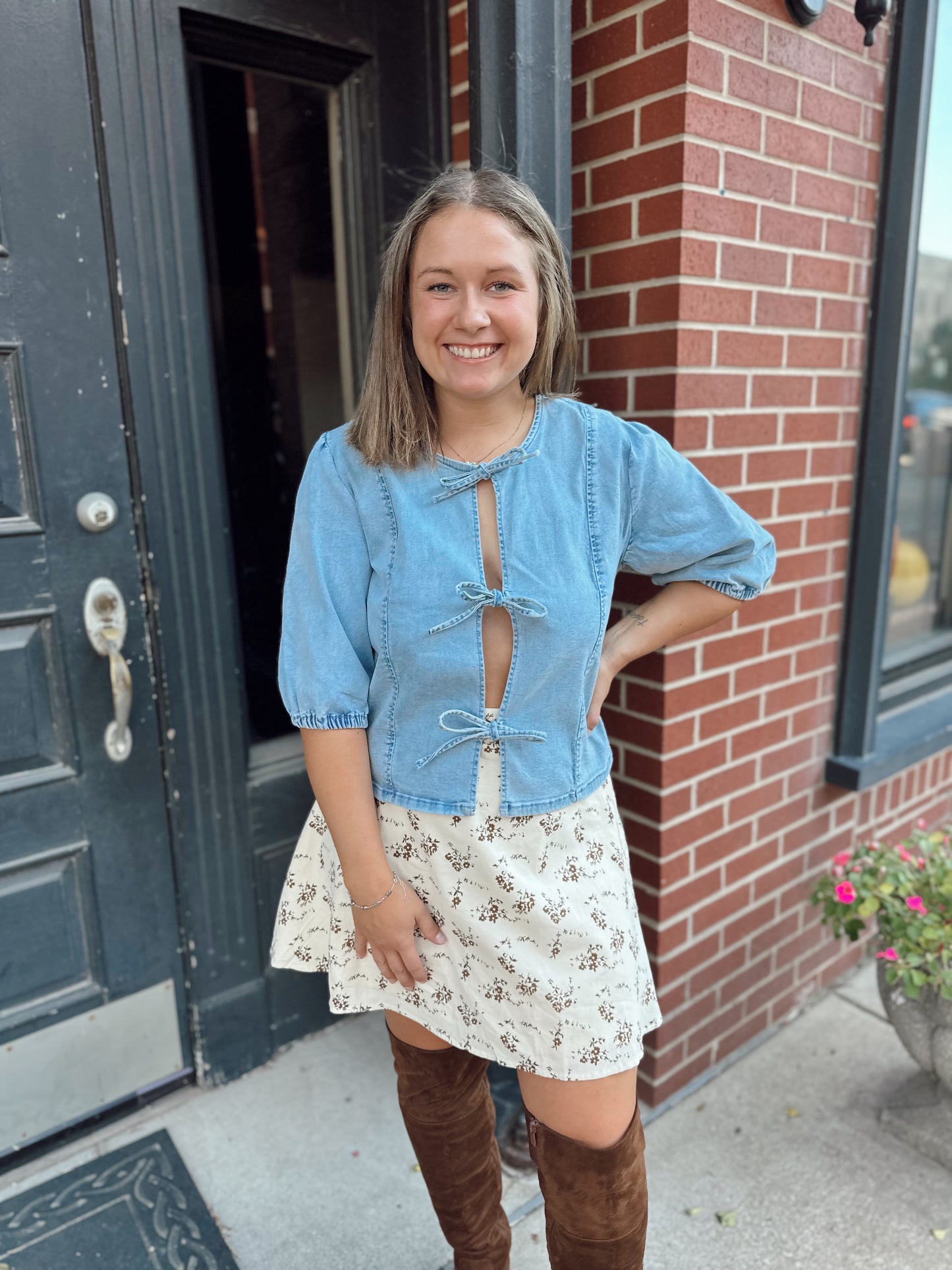 denim tie top