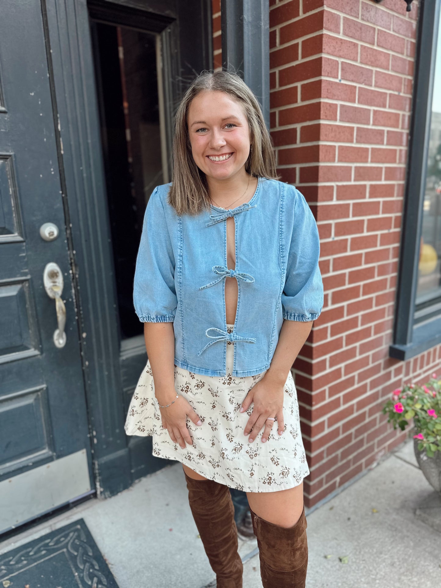 denim tie top