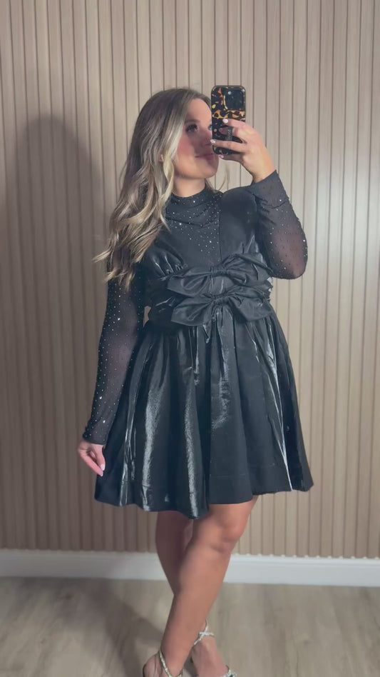 BOW PARTY DRESS (BLACK & RED)
